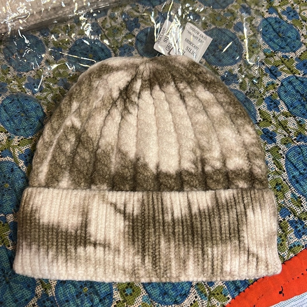 Olive and cream beanie